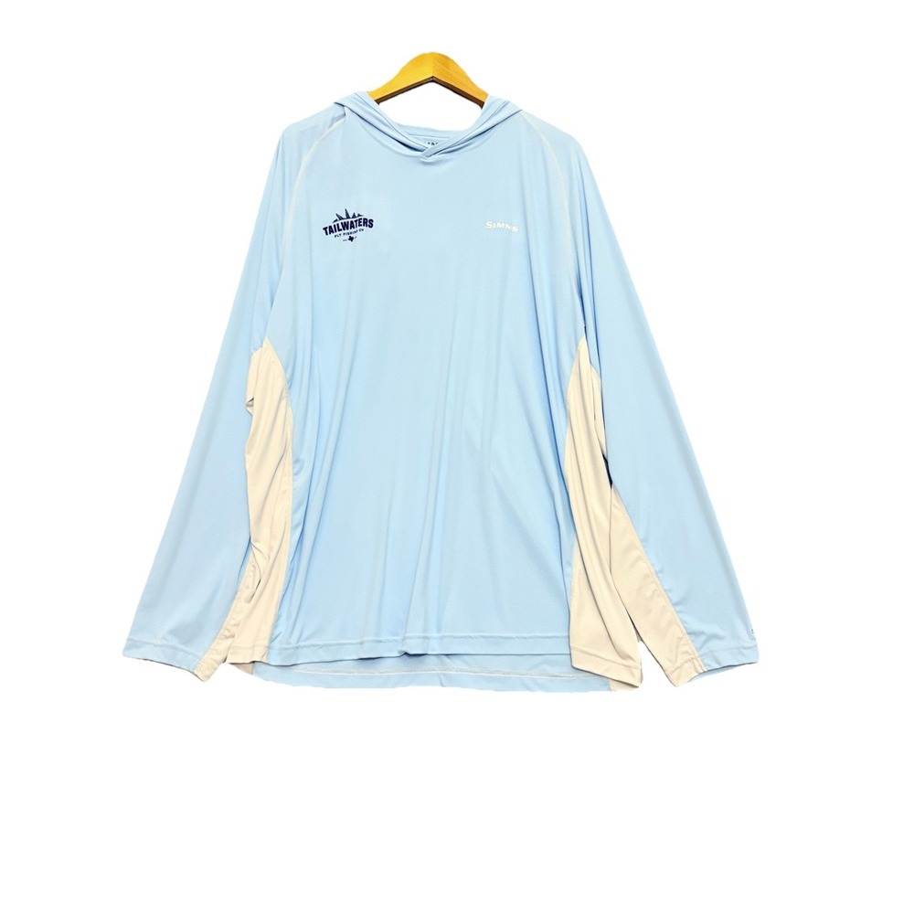 Simms Men's Size 3XL Blue SolarFlex Fishing Hoodie UPF Long Sleeve Shirt‎ Logo**